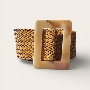 Elegant Woven Brown Belt with Unique Buckle